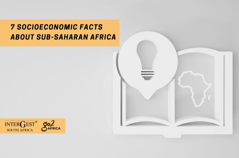 Open book with Africa on the page, linking to the article detailing 7 socioeconomic facts about sub -saharan Africa